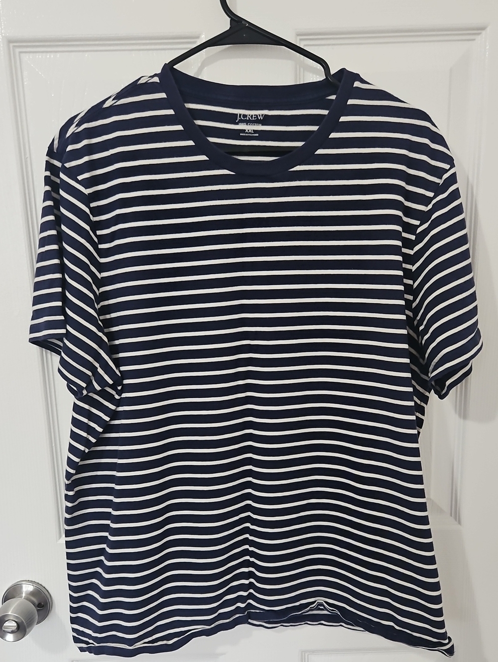 J.Crew Navy White Striped Cotton Tee Women's XXL Oversized BH830